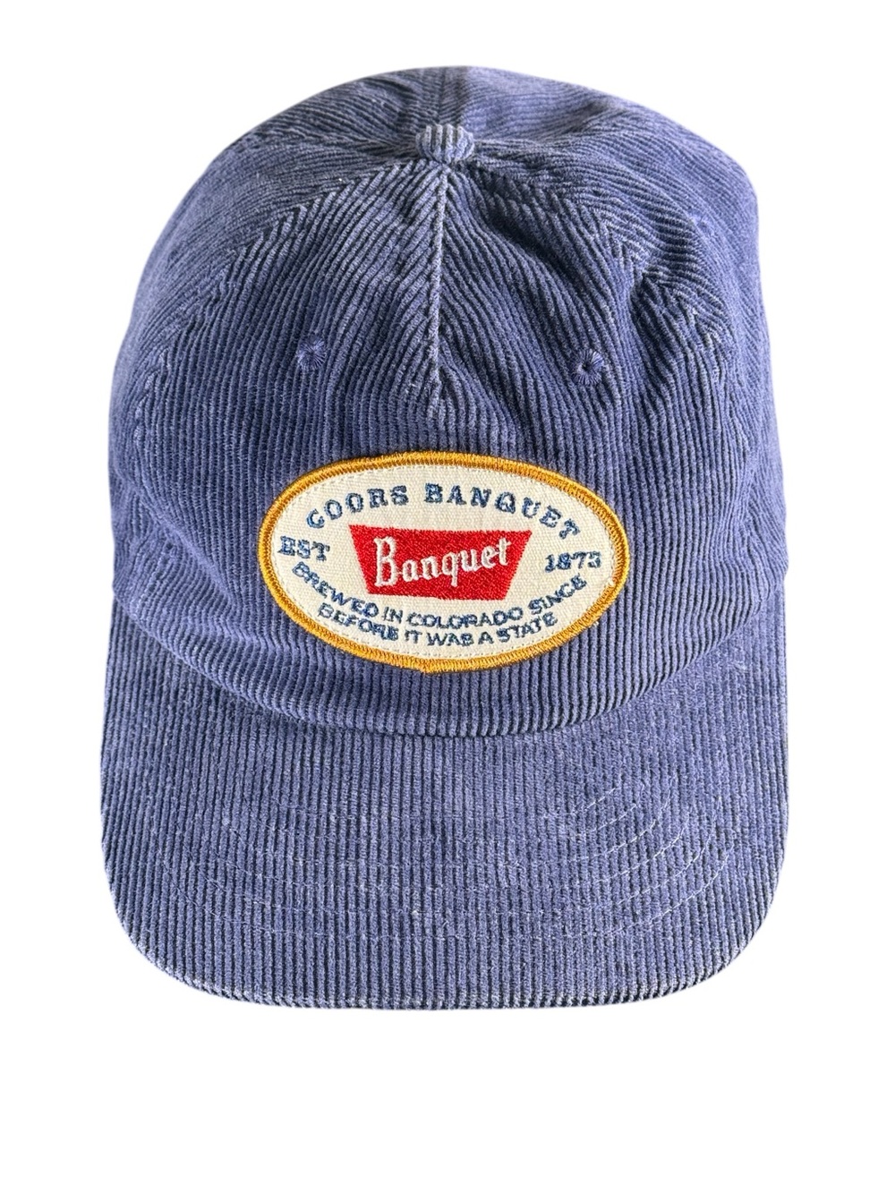 Coors Banquet x Huckberry Navy Corduroy Snapback Hat Trucker Patch Cap